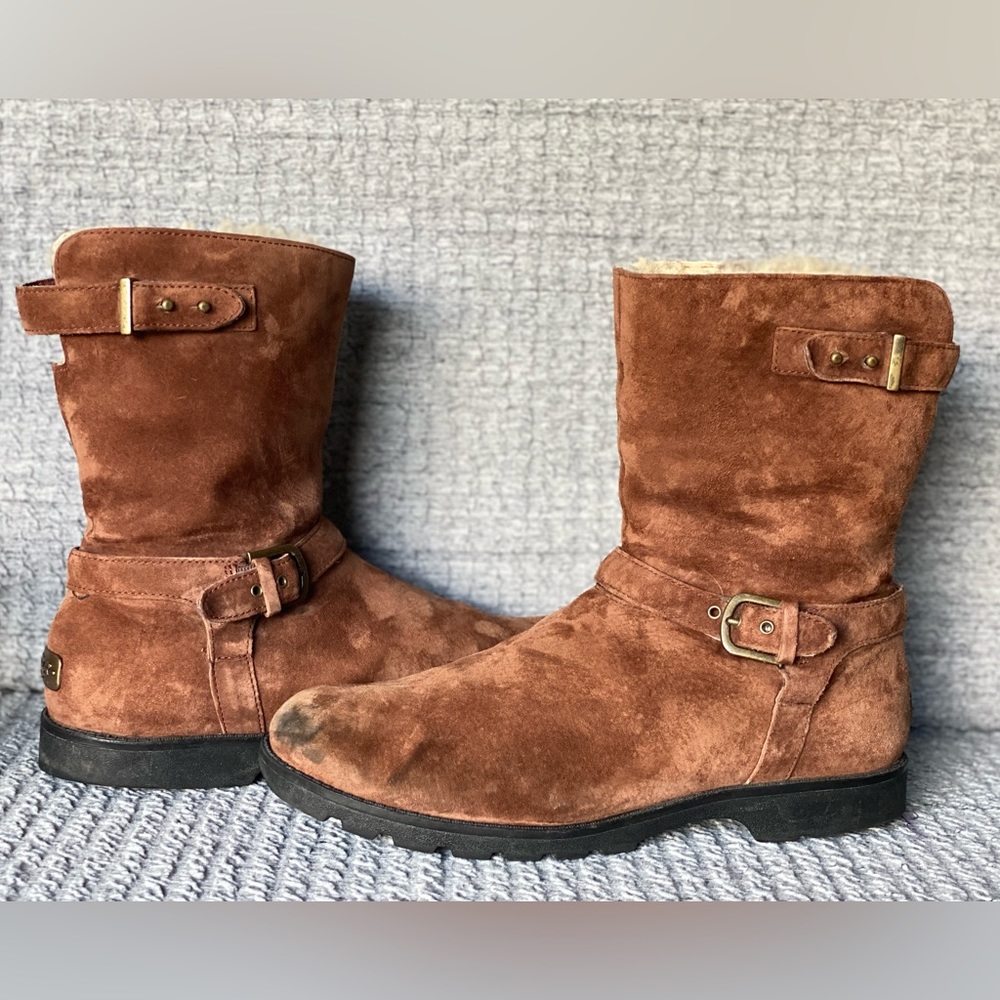 UGG Western Suede Sheepskin Boots 10